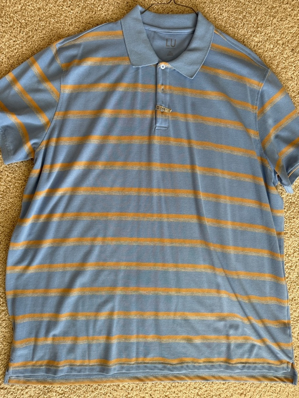 4X Men’s Light Blue/Orange/Gray Stripe Polo Shirt by Linea Uomo
